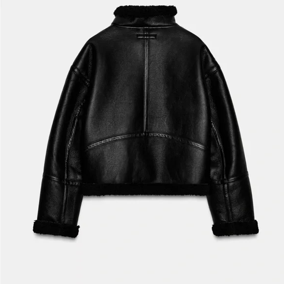 Zara double-faced fleece jacket in black - Picture 2 of 6